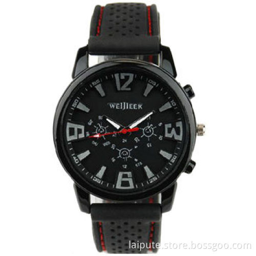 Fashionable Men's Silicone Watch with Big Face and Stainless Steel Case and Import Quartz Movement